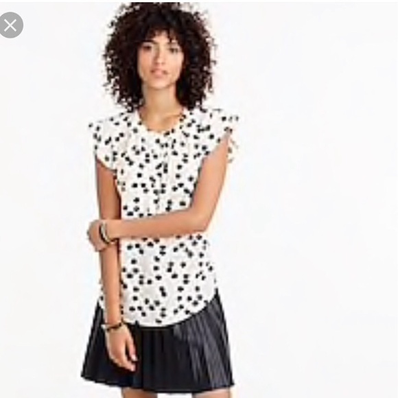 J. Crew silk flutter sleeve popover top in black cherry print, size 2 - Picture 2 of 13